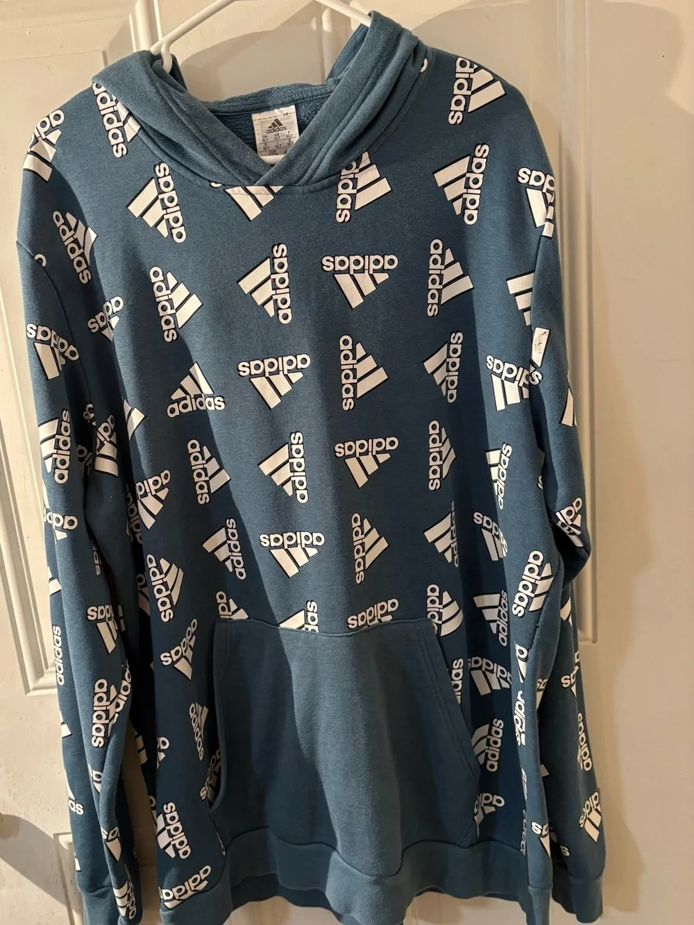 adidas Teal Allover Logo Pullover Hoodie XXT #Campus #Athleisure #Tailgates#Jock